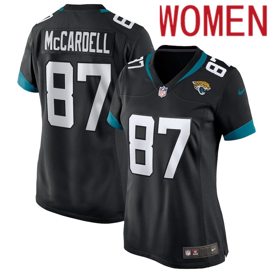 Women Jacksonville Jaguars #87 Keenan McCardell Nike Black Game Retired Player NFL Jersey->women nfl jersey->Women Jersey
